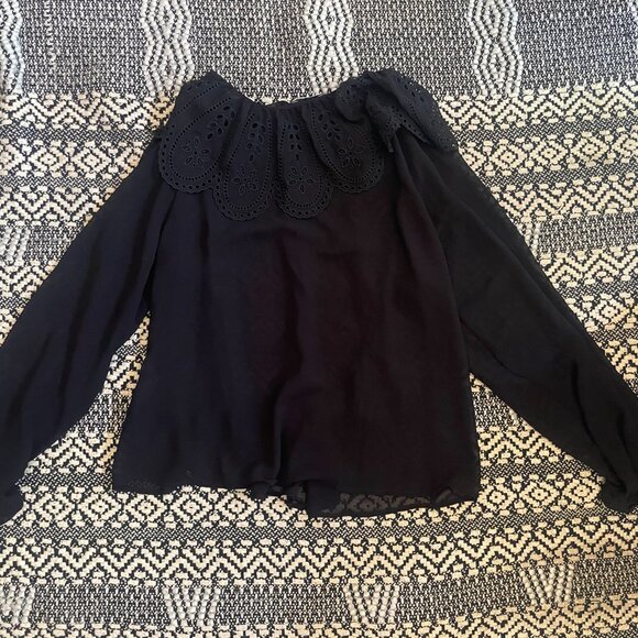 New Claudie Pierlot Broderie Anglaise Georgette Blouse – Size 36 /4 - Picture 6 of 8